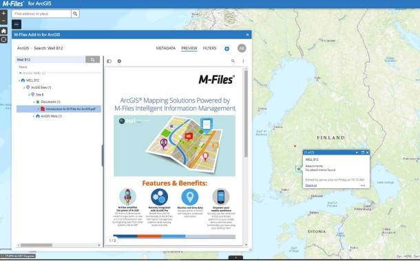 L’interface M-Files directement intégrée à ArcGIS