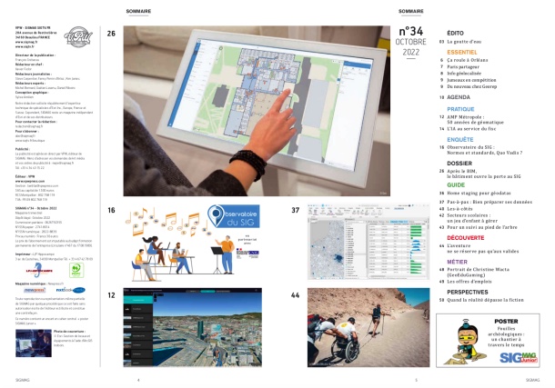 SIG et Bâtiment, Standards et normes en géomatique, Zoom sur le SIG à la métropole d'Aix-Marseille-Provence, l'IA au service du fisc... Découvrez le sommaire du SIGMAG 34 et SIGMAG Junior