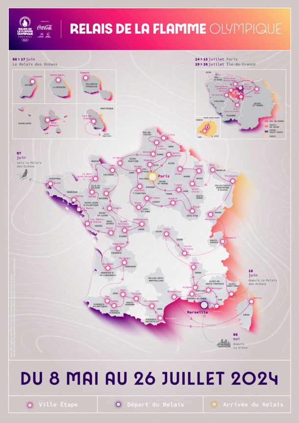 découvrez la carte du relais de la flamme olympique