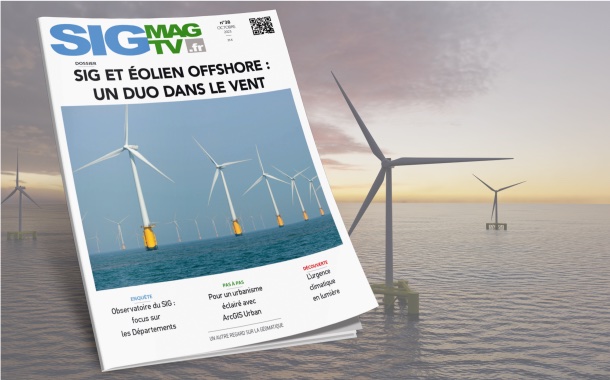 Dossier SIG et éolien offshore : un duo dans le vent - Observatoire du SIG : focus sur les Départements - ArcGIS Urban - The Sea People - AG-Carto... Découvrez le sommaire du SIGMAG 38 d'octobre 2023