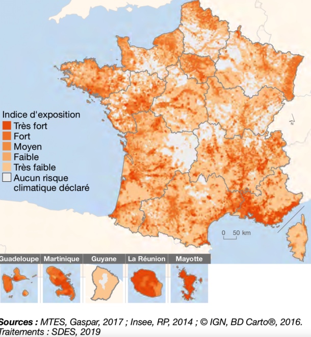 Où sont les Français (potentiellement) épargnés par les risques climatiques ?