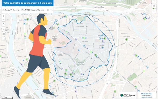 Confinement Covid-19 : une application pour voir sur une carte la zone de permission de 1 kilomètre autour de son domicile