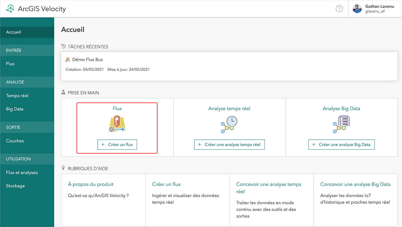 Configurer un flux de données temps-réel avec ArcGIS Velocity