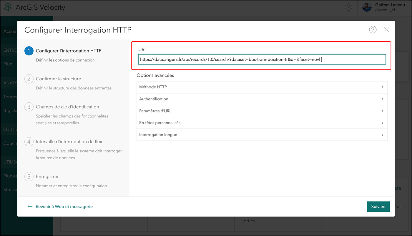 Configurer un flux de données temps-réel avec ArcGIS Velocity