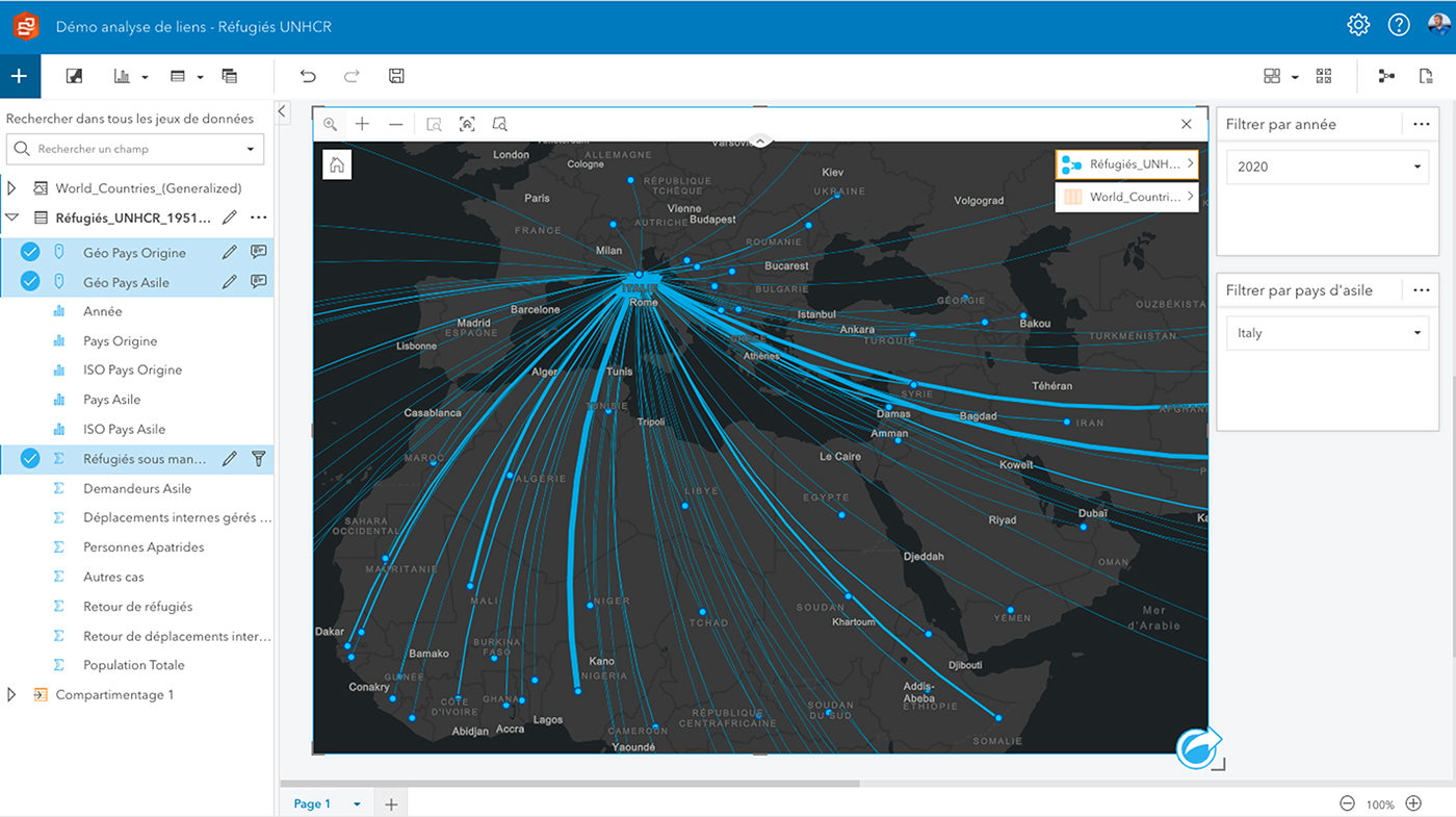 Analyse de liens avec ArcGIS Insights