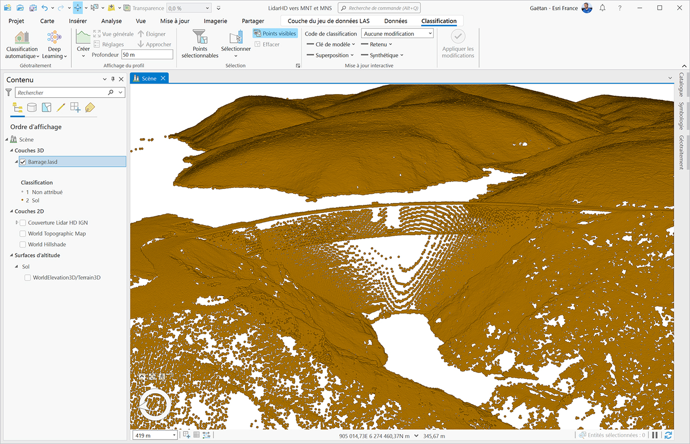 Créer un MNT et un MNS à partir de données LiDAR HD