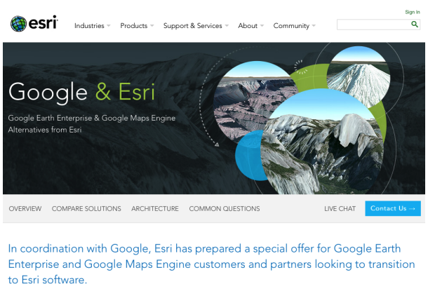 Esri prêt à accueillir les utilisateurs de Google Earth Enterprise
