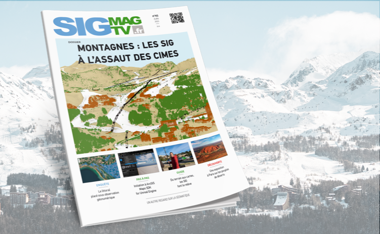 Dossier "Montagne : le SIG à l'assaut des cimes", Enquêtes sur les littoraux placés sous géo observation et la collecte de données, zoom sur Dijon Métropole, l'AFSCA en Belgique et le SDK ArcGIS for Unreal Engine. Découvrez le sommaire de SIGMAG n°45