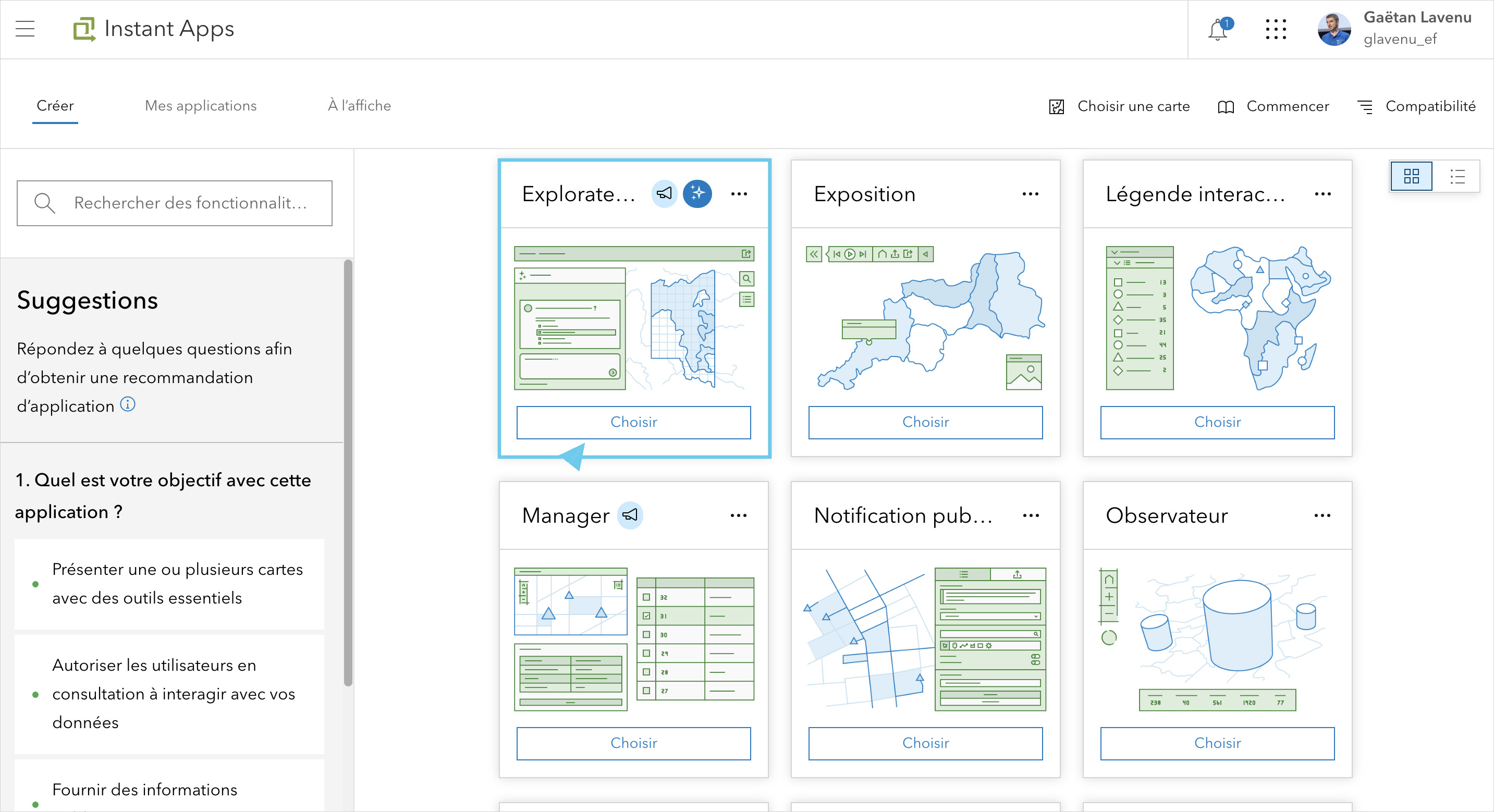 Configurer carte et application Data Explorer pour interagir avec ses données